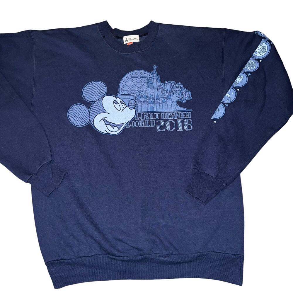 Disney Parks Disneyland Resort 2018 Mickey Mouse Crew Neck  Sz Small Navy Blue